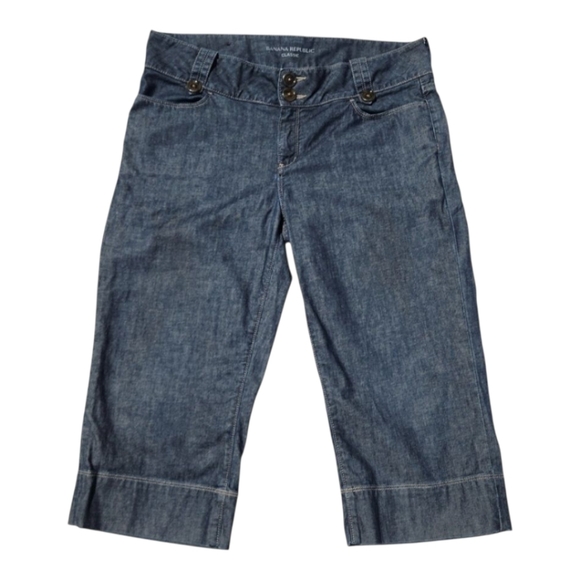 SOLD Banana Republic Classic Denim Capri Pants Size 14 Mid Rise Stretch Cuffed - Picture 3 of 9
